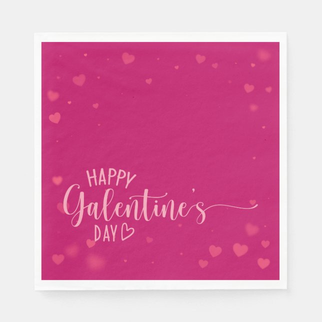 Happy Galentine's Day Pink Red Napkin (Front)