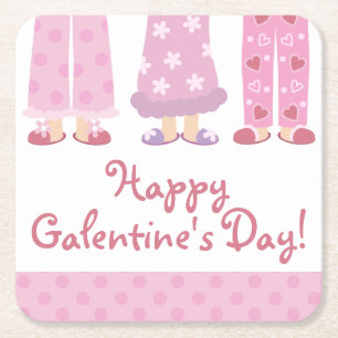 Happy Galentine's Day Pyjamas Paper Coasters