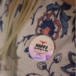 Happy Galentine's Day Red Heart & Wings Party 2 Inch Round Button