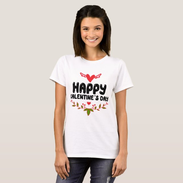 Happy Galentine's Day Red Heart & Wings Women's T-Shirt (Front Full)