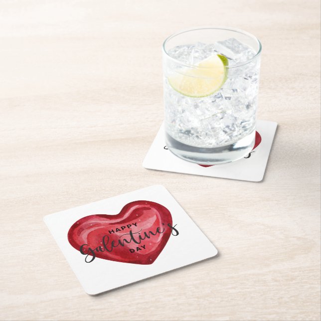 Happy Galentines Day Square Paper Coaster (Insitu)