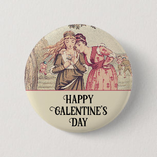 Happy Galentine's Day Vintage Victorian Friendship 2 Inch Round Button