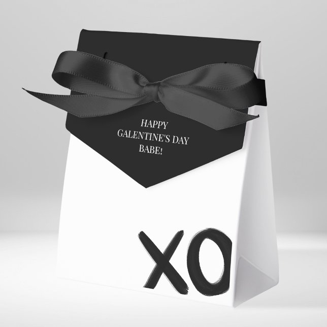 Happy Galentine's Day XOXO Black White Modern Favor Box (Happy Galentine's Day XOXO Black White Modern Favor Boxes)