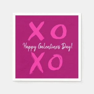 Happy Galentine's day XOXO Pink Valentine's Napkin