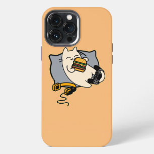 Happy Gamer cat eating hamburger game loading iPhone 13 Pro Max Case