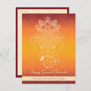 Happy Ganesh Chaturthi, own text, gradient maroon Postcard