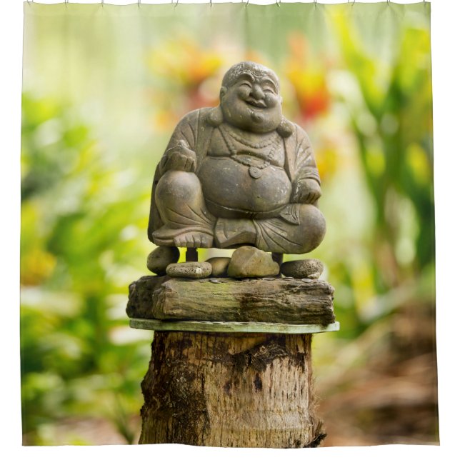 Happy Garden Buddha Shower Curtain (Front)