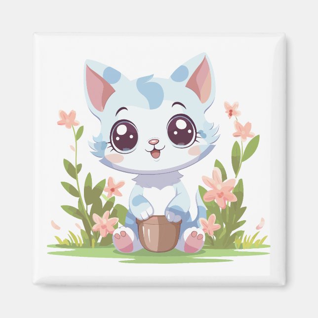 Happy Gardener Cat Magnet (Front)