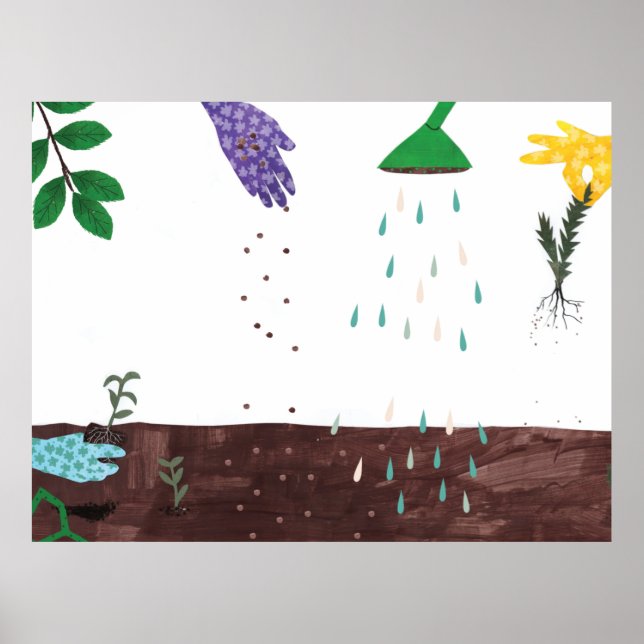 Happy Gardening Season | Gardener Illustration Poster (Front)