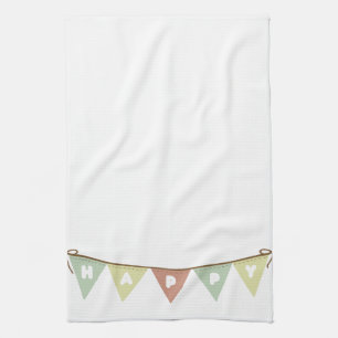 Happy garland flags banner kitchen towel