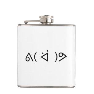 Happy Gary ᕕ( ᐛ )ᕗ Meme Emoticon Emoji Text Art Hip Flask
