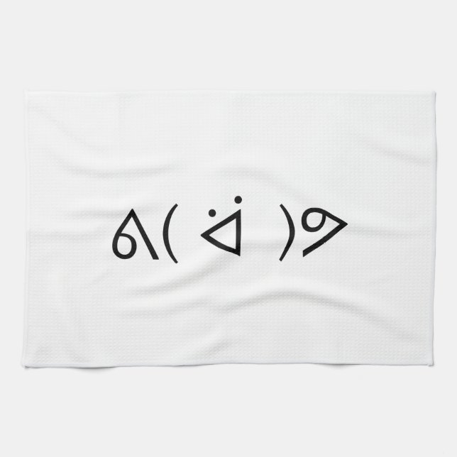 Happy Gary ᕕ( ᐛ )ᕗ Meme Emoticon Emoji Text Art Kitchen Towel (Horizontal)