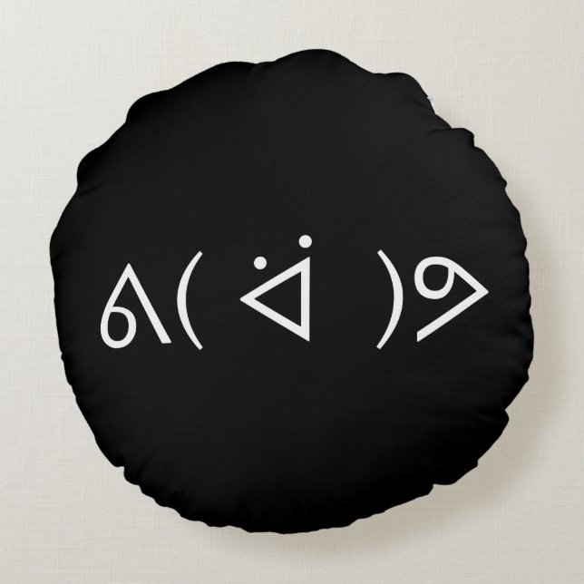 Happy Gary ᕕ( ᐛ )ᕗ Meme Emoticon Emoji Text Art Round Pillow (Back)