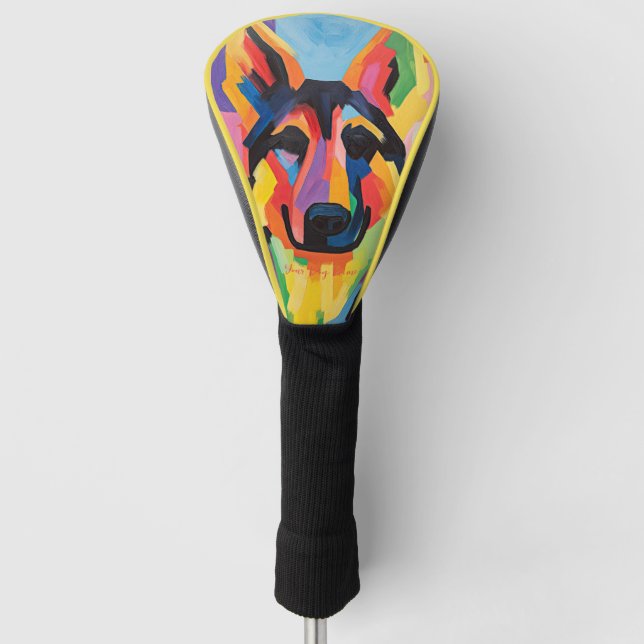 Happy German Shepherd Dog 02 - Kaori Golf Head Cover (Front)