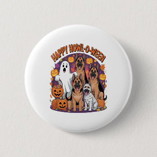 Happy German Shepherd Halloween 2 Inch Round Button