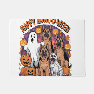 Happy German Shepherd Halloween Doormat