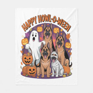 Happy German Shepherd Halloween Fleece Blanket