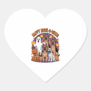 Happy German Shepherd Halloween Heart Sticker