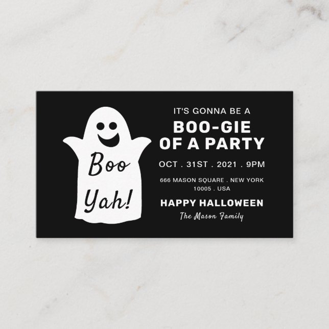 Happy Ghost, Black Halloween Party Invitation de b (Devant)