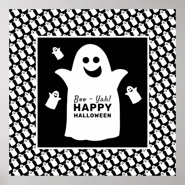 Happy Ghost, Black Halloween Party Poster (Front)