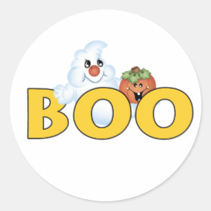 Happy Ghost Boo Classic Round Sticker