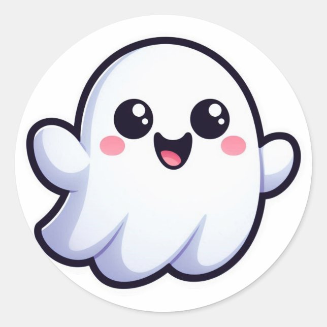 Happy Ghost  Classic Round Sticker (Front)