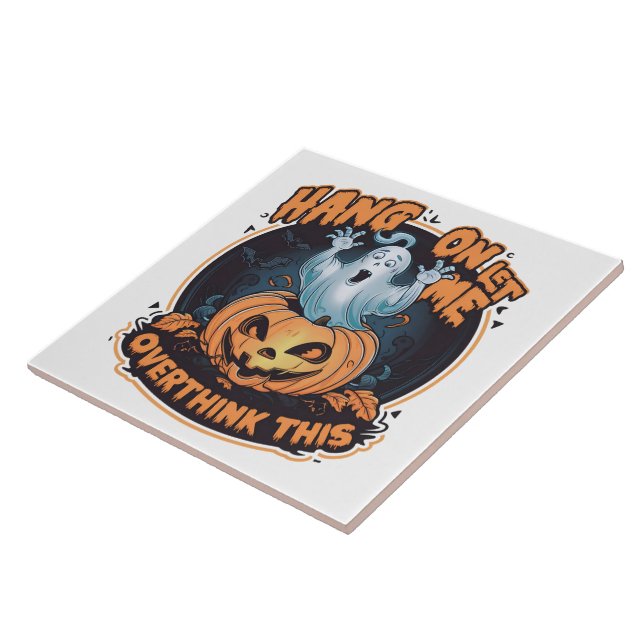 Happy ghost from a pumpkin for Halloween Tile (Side)