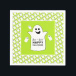 Happy Ghost, Green Halloween Party Napkin<br><div class="desc">These paper napkins are perfect for anyone planning a Halloween celebration. The design features happy ghosts on the front with a tiled ghost pattern and is finished with matching editable wording. This fun design can be personalized to suit your special event and will be the perfect accessory for any Halloween...</div>