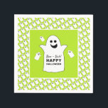 Happy Ghost, Green Halloween Party Napkin<br><div class="desc">These paper napkins are perfect for anyone planning a Halloween celebration. The design features happy ghosts on the front with a tiled ghost pattern and is finished with matching editable wording. This fun design can be personalized to suit your special event and will be the perfect accessory for any Halloween...</div>