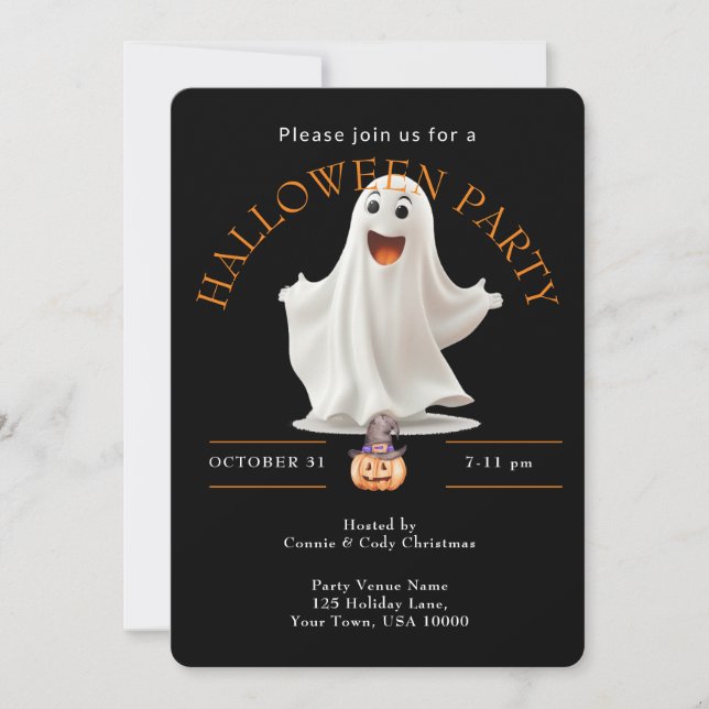 HAPPY GHOST  HALLOWEEN Party Invitation (Front)