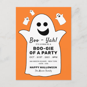 Happy Ghost, Orange Halloween Party Invitation