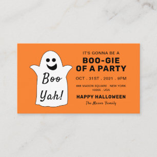 Happy Ghost, Orange Halloween Party Ticket Invite