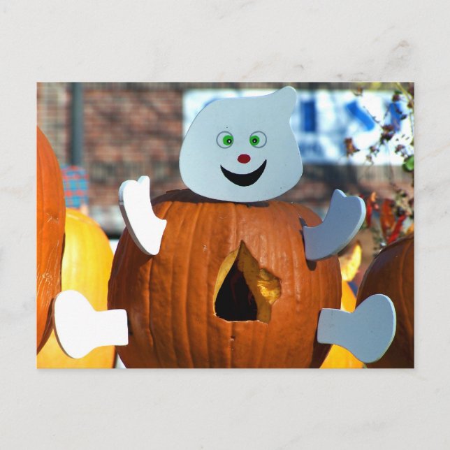 Happy Ghost Pumpkin Postcard (Front)