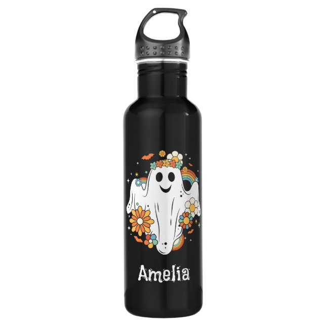 Happy Ghost Retro Hippie Vibe 710 Ml Water Bottle (Front)