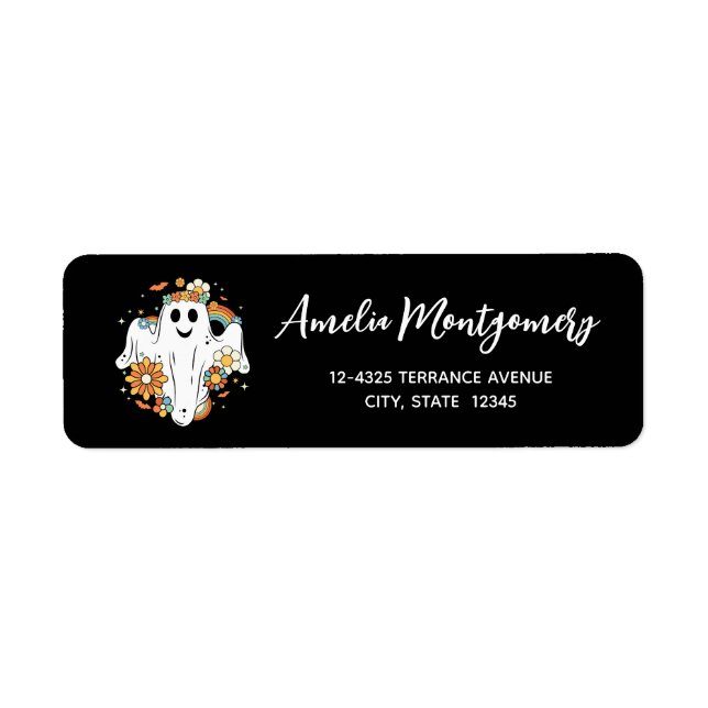 Happy Ghost Retro Hippie Vibe Address (Front)