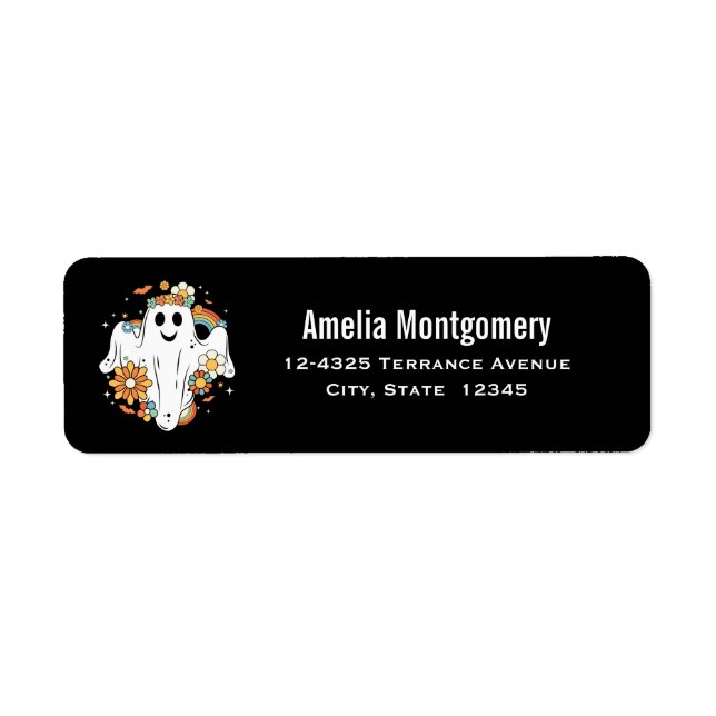 Happy Ghost Retro Hippie Vibe Address (Front)