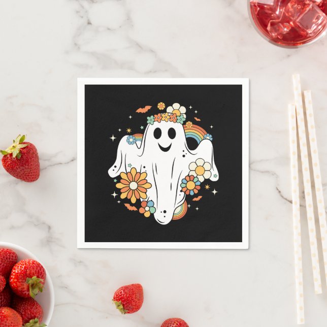 Happy Ghost Retro Hippie Vibe Napkin (Insitu)