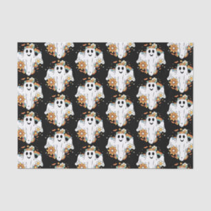 Happy Ghost Retro Hippie Vibe Pattern Tissue Paper