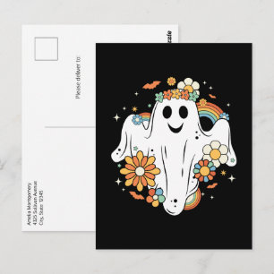 Happy Ghost Retro Hippie Vibe Postcard