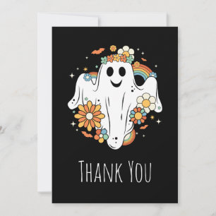 Happy Ghost Retro Hippie Vibe Thank You Card