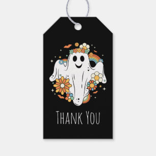 Happy Ghost Retro Hippie Vibe Thank You Gift Tags