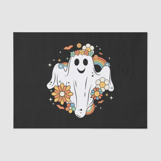 Happy Ghost Retro Hippie Vibe Tissue Paper (Front)
