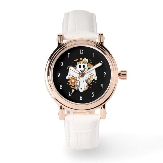 Happy Ghost Retro Hippie Vibe Watch (Front)