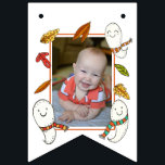 Happy Ghosts Boothday with Photo Birthday Bunting Flags<br><div class="desc">Are you celebrating a boo-thday Halloween birthday this year? Make your party extra cute and colourful with this festive Fall ghost banner! Featuring hand drawn artwork of some sweet ghosts in scarves flying through the autumn leaves. Fun jack-o-lanterns add to the decor for the perfect addition to your party! Matching...</div>