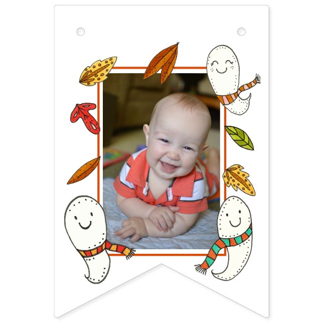 Happy Ghosts Boothday with Photo Birthday Bunting Flags (Seventh Flag)