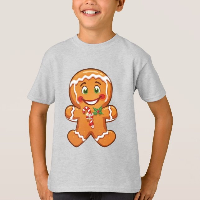 Happy Gingerbread Cookie – Kids Christmas Tee (Front)