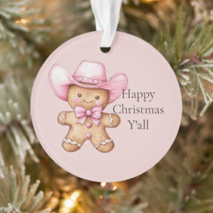 Happy Gingerbread Cowgirl Christmas Ornament