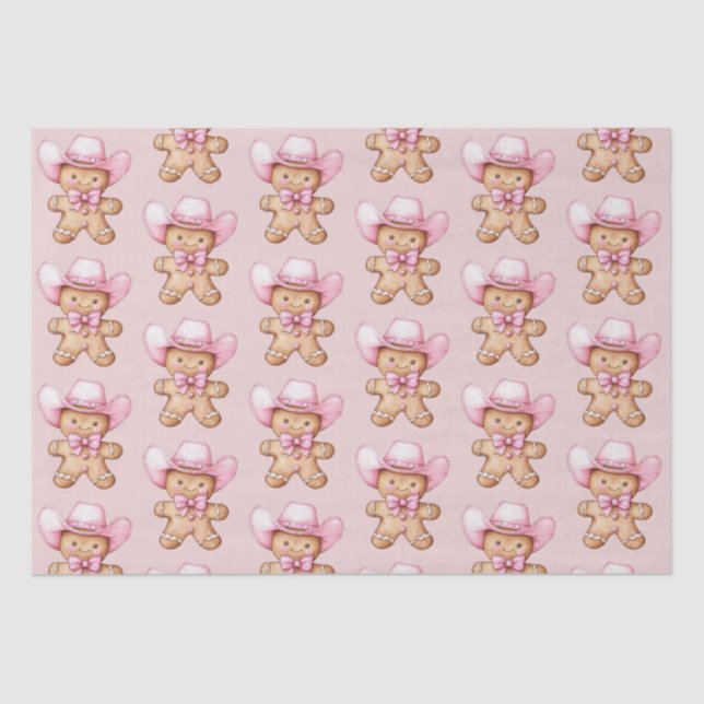 Happy Gingerbread Cowgirl Christmas Tissue Paper (Front)