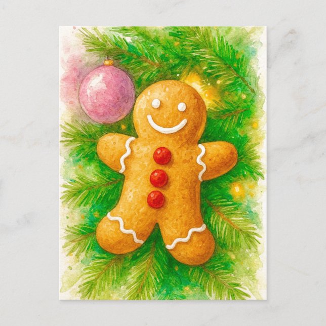 Happy Gingerbread Holiday Christmas Postcard (Front)