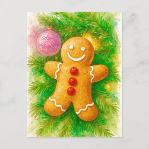 Happy Gingerbread Holiday Christmas Postcard